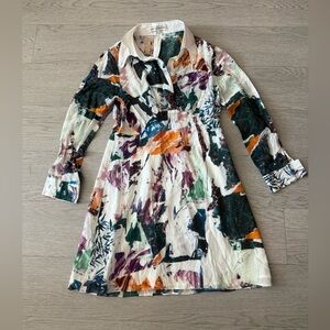 mary katrantzou silk Colorful Art Collared Mini Dress Size 4